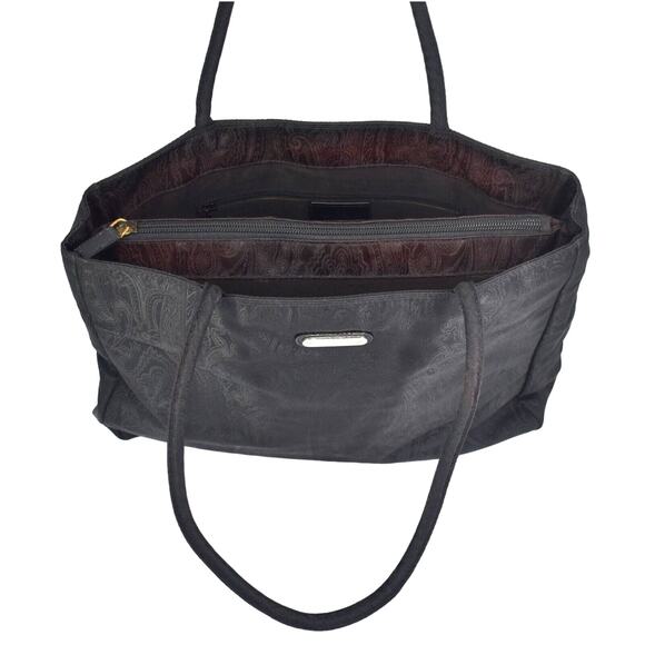 B0 Auth ETRO Black Jacquard Paisley Inside Zippered Pocket Shoulder Handbag Bag - Picture 5 of 9